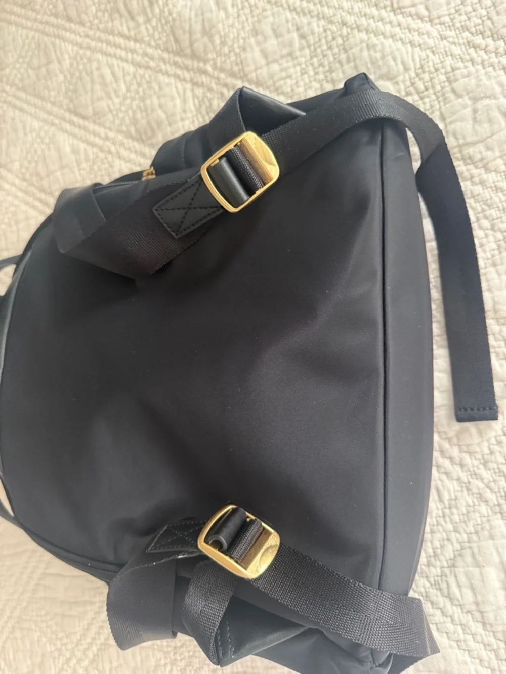 Tory Burch Ella Backpack Black Nylon Logo Backpack